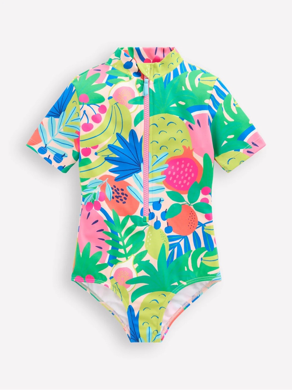 Mini Boden Girls Short-sleeved Swimsuit-Multi Tropical Fruit Size 3-4 years